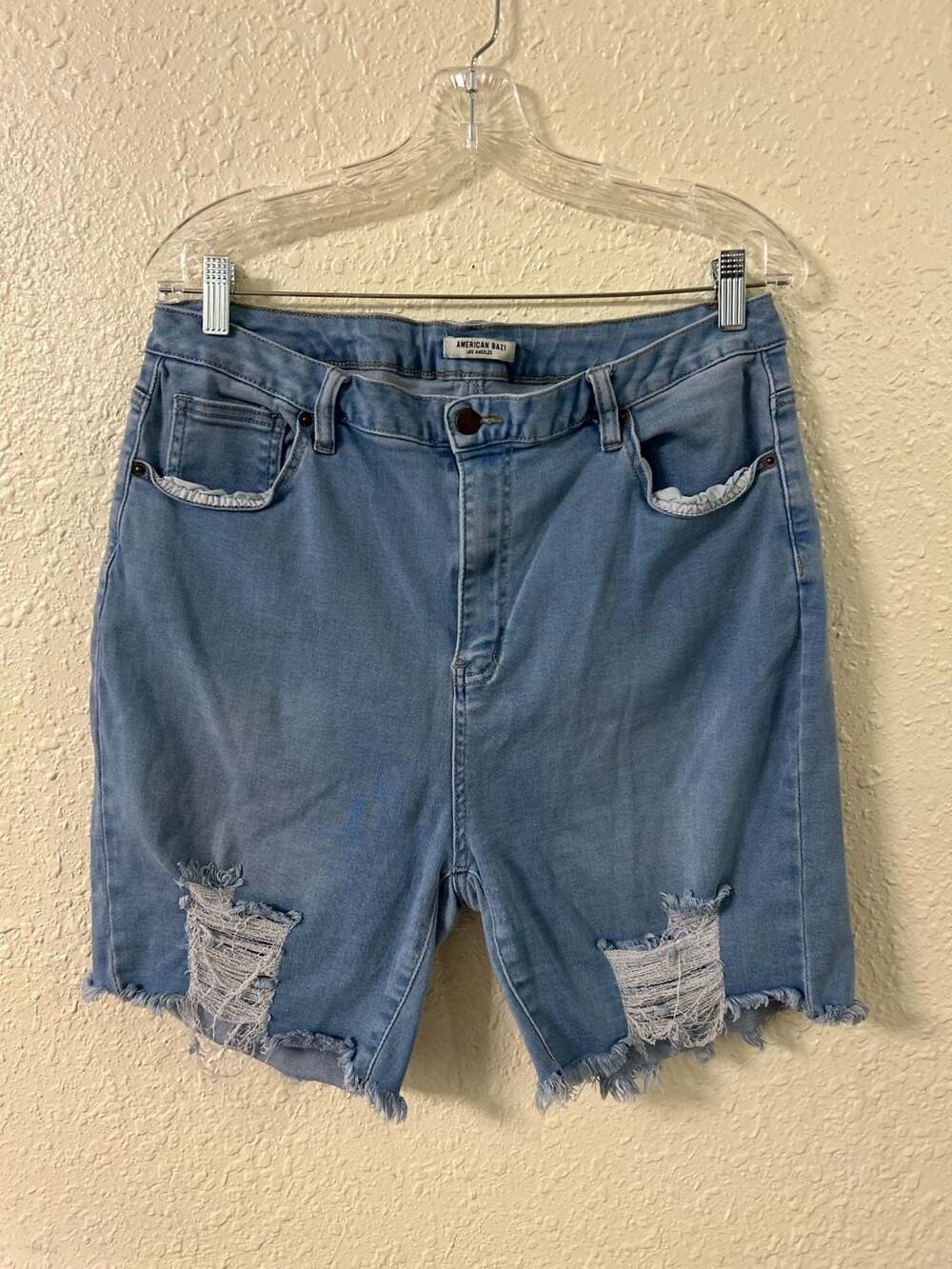 American Bazi Los Angeles Distressed Bermuda Denim Shorts Size 1X